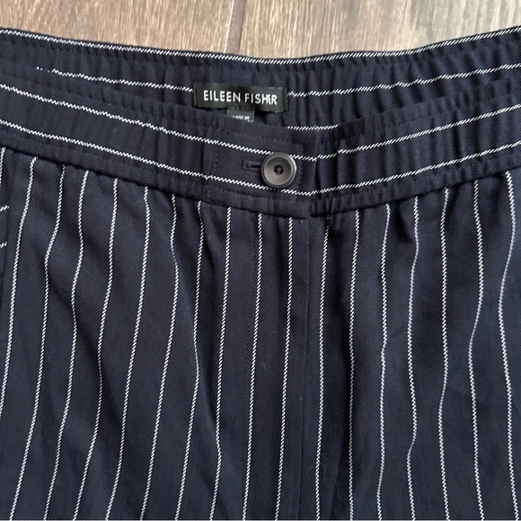Eileen Fisher Pinstriped Pull On Wide Leg Crop Pants in Navy Blue Sz XL - Picture 5 of 8